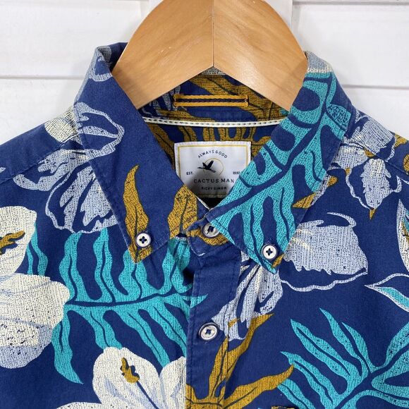 Cactus Man Ricky Singh Blue Hawaiian Shirt Short Sleeve Camp‎ Button Up Size S - Picture 5 of 10